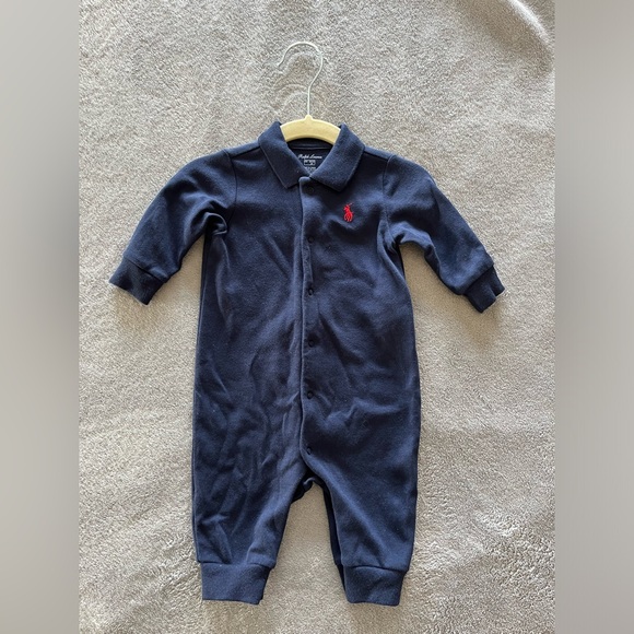 Baby Boys Cotton Classic Polo Coverall - Picture 1 of 3